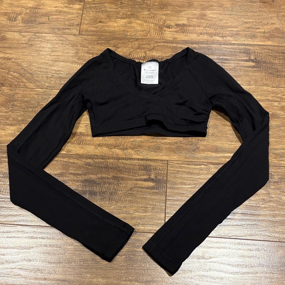 Ivivva Black Long Sleeve Crop front cross dance Top